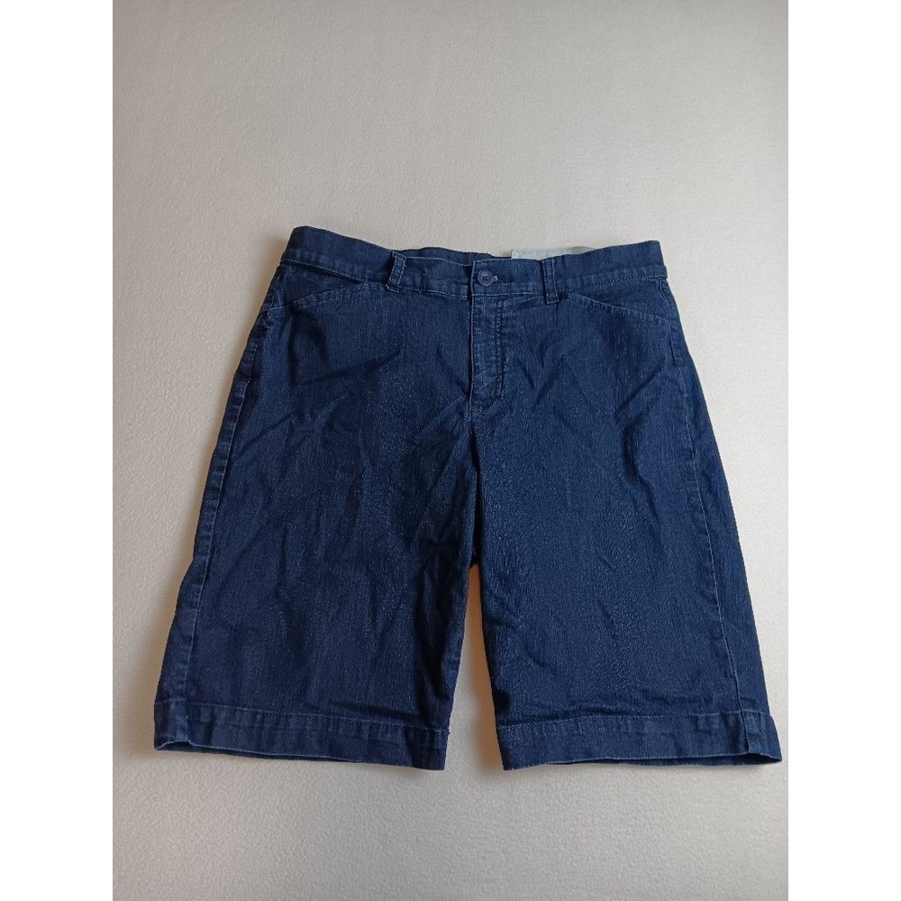 St John's Bay Bermuda Denim Shorts Womens Size 16 Dark Wash Cotton Stretch